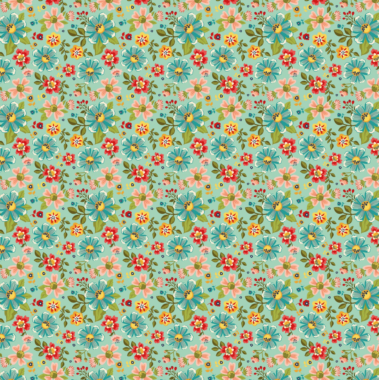 Betsy's Sewing Kit, Tossed Blooms, Teal, BK22102, sold by the 1/2 yard - Good Vibes Quilt Shop