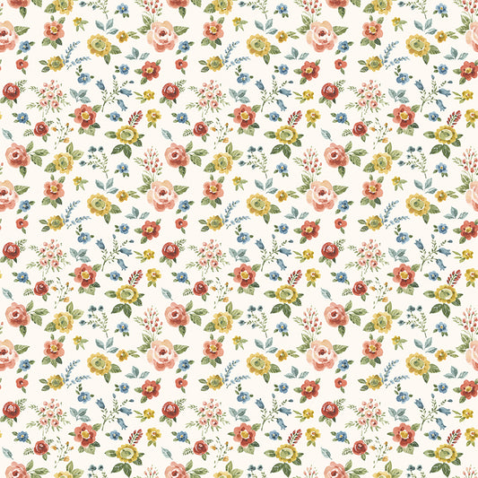 Blissful Moments by Lisa Audit, Flower Toss C18193 Cream, Sold by the 1/2 Yard, PREORDER
