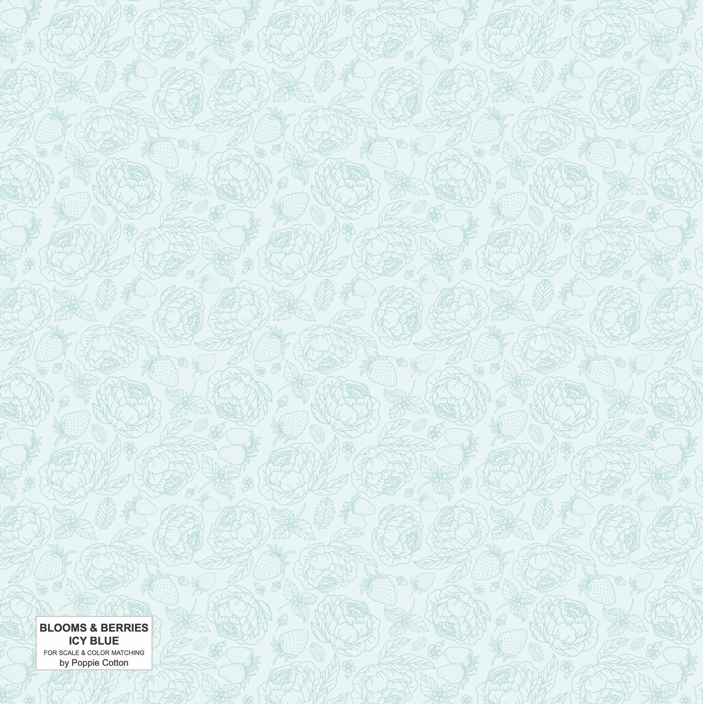 Blooms and Berries, Icey Blue Light Teal, BAB2484, sold by the 1/2 yard