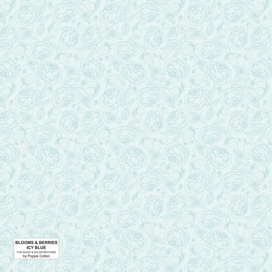 Blooms and Berries, Icey Blue Light Teal, BAB2484, sold by the 1/2 yard - Good Vibes Quilt Shop