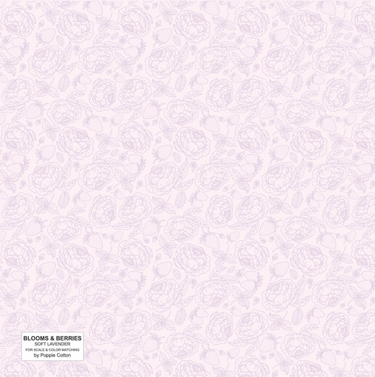 Blooms and Berries, Soft Lavendar Purple, BAB2483, sold by the 1/2 yard