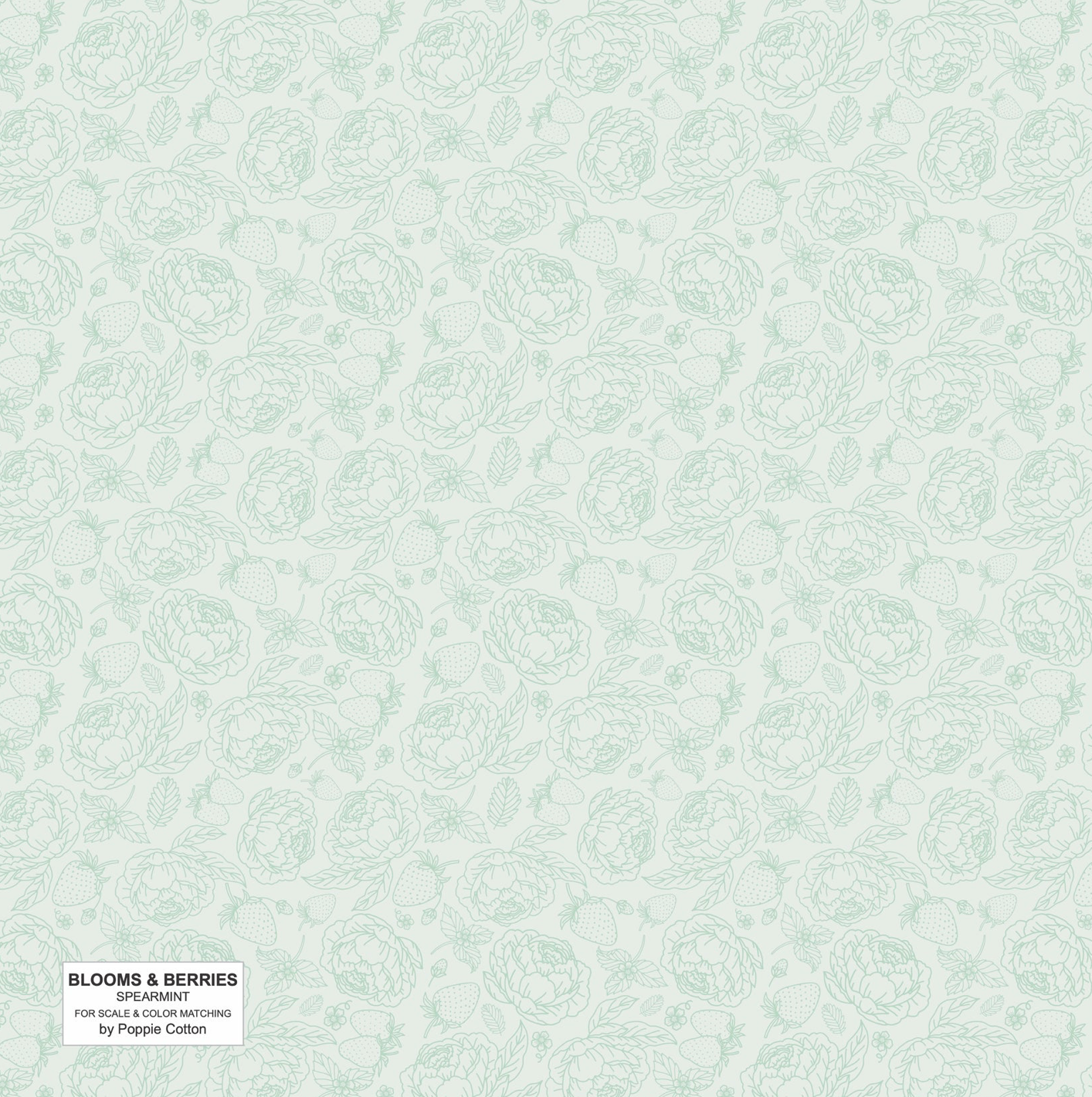 Blooms and Berries, Spearmint Light Green, BAB2485, sold by the 1/2 yard - Good Vibes Quilt Shop