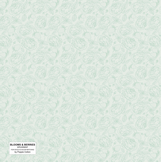 Blooms and Berries, Spearmint Light Green, BAB2485, sold by the 1/2 yard - Good Vibes Quilt Shop