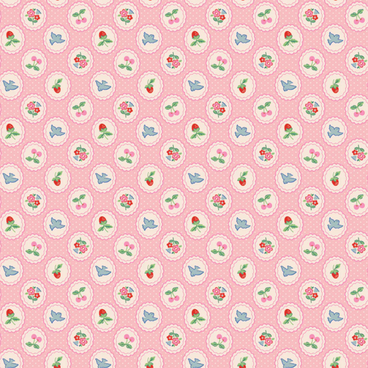 Bluebells and Buttercups, Chirp and Charm Pink, BL26870, Sold by the 1/2 Yard, PREORDER