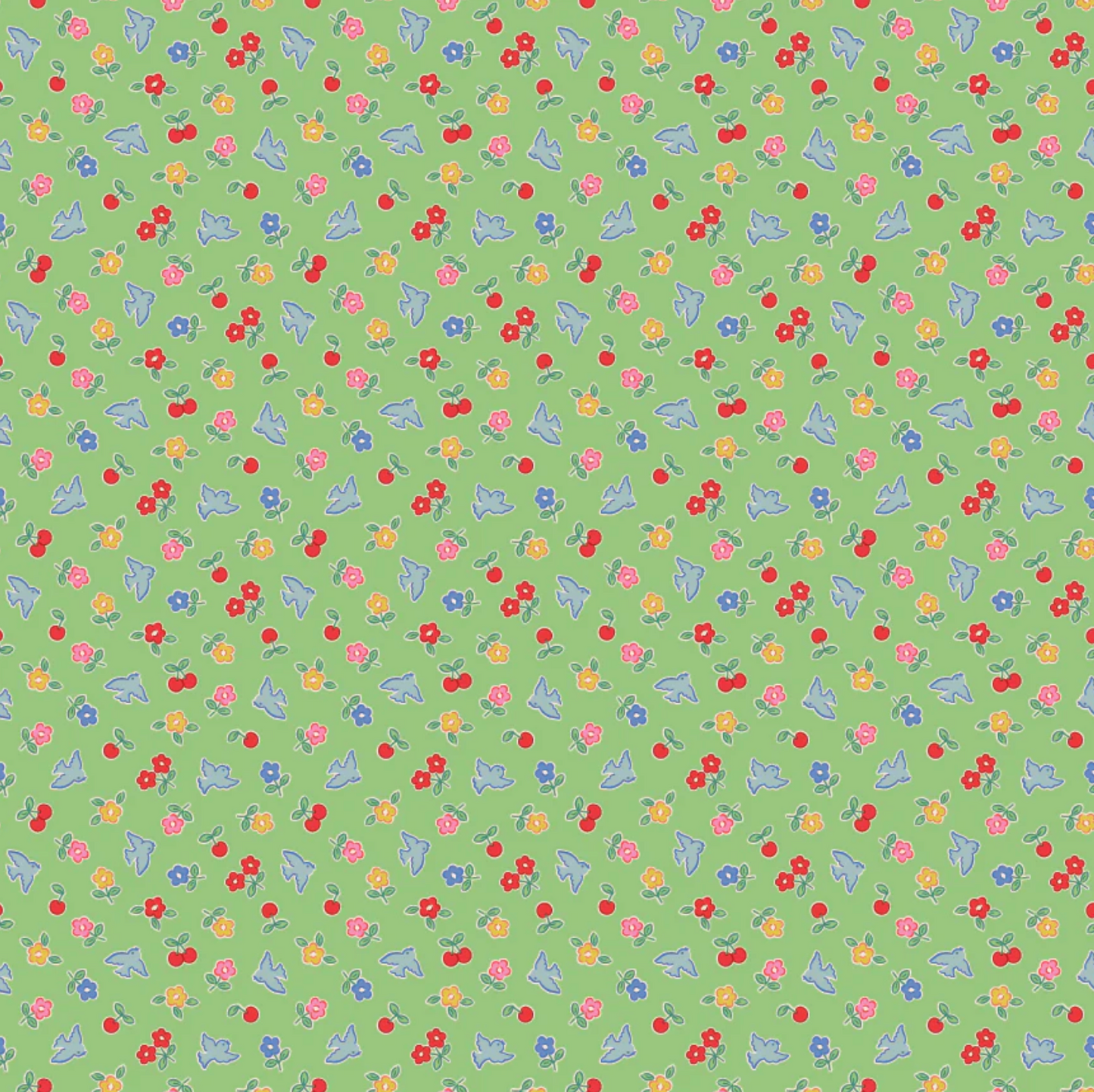 Bluebells and Buttercups, Cheery Bluebird Mint, BL26873, Sold by the 1/2 Yard, PREORDER - Good Vibes Quilt Shop