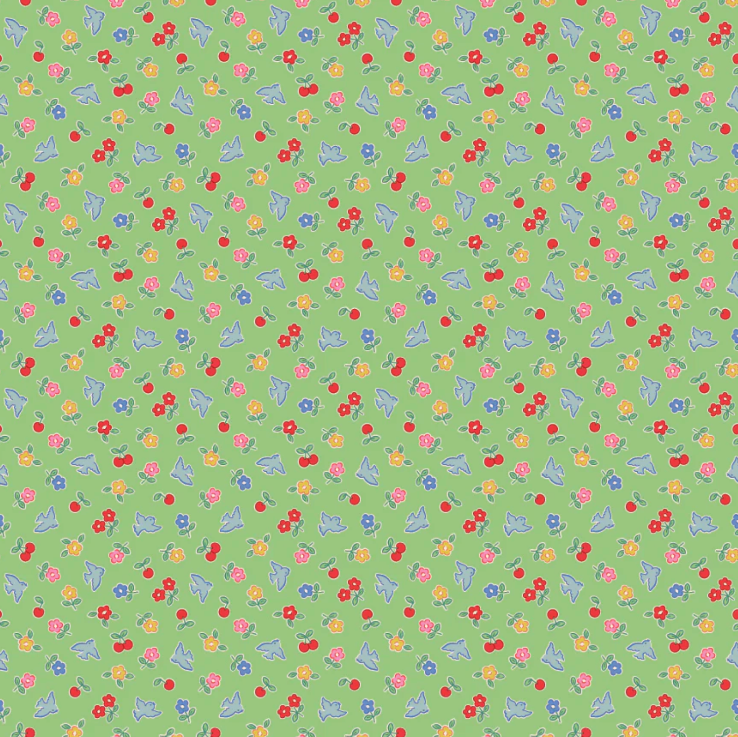 Bluebells and Buttercups, Cheery Bluebird Mint, BL26873, Sold by the 1/2 Yard, PREORDER - Good Vibes Quilt Shop