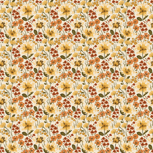 Bountiful Fabric, Floral C17861 Cream, Sold by the 1/2 Yard, PREORDER