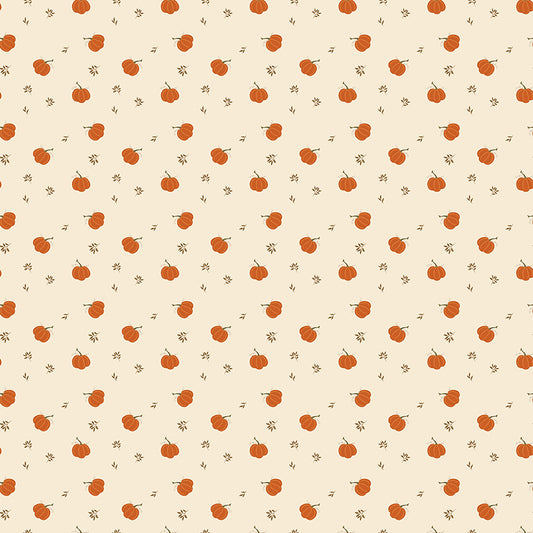 Bountiful Fabric, Pumpkins C17864 Ivory, Sold by the 1/2 Yard, PREORDER
