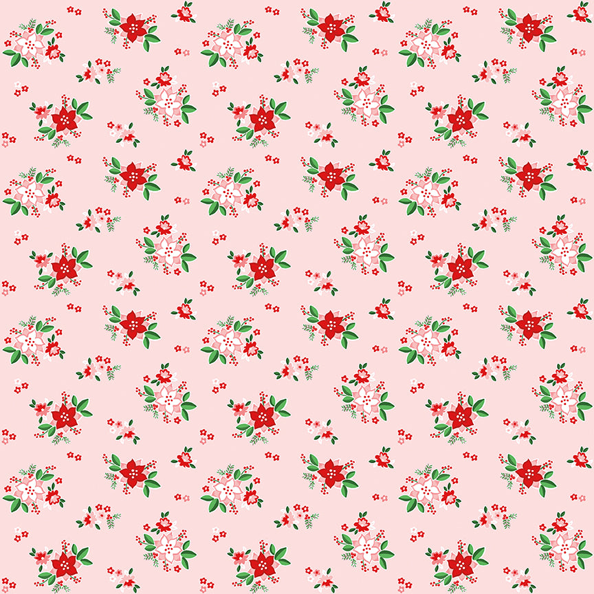 Pixie Noel 2 by Tasha Noel a Riley Blake Designs Collection, Pink Poinsettias, Sold by the 1/2 yard - Good Vibes Quilt Shop