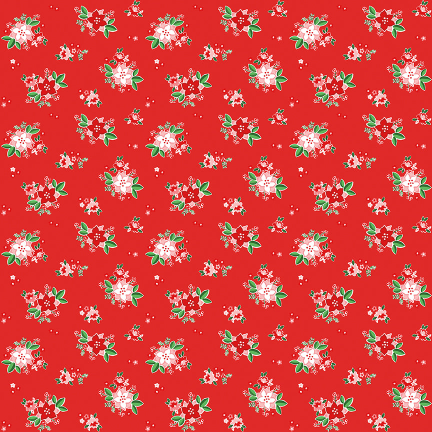 Pixie Noel 2 by Tasha Noel a Riley Blake Designs Collection, Red Poinsettias, Sold by the 1/2 yard - Good Vibes Quilt Shop