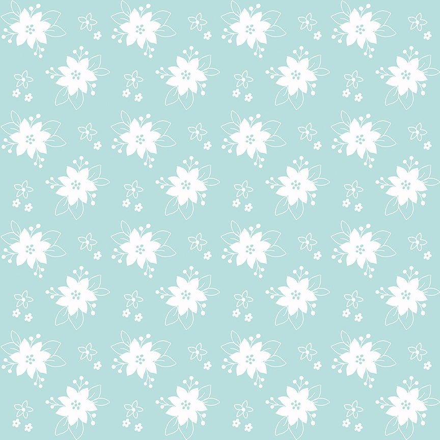 Pixie Noel 2 by Tasha Noel a Riley Blake Designs Collection, Aqua Floral, Sold by the 1/2 yard - Good Vibes Quilt Shop