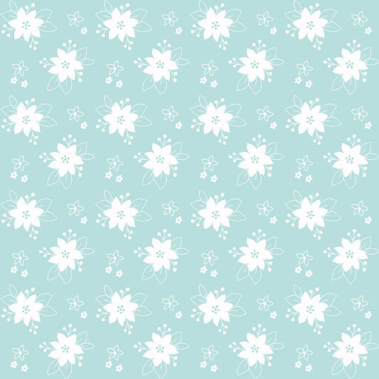 Pixie Noel 2 by Tasha Noel a Riley Blake Designs Collection, Aqua Floral, Sold by the 1/2 yard - Good Vibes Quilt Shop