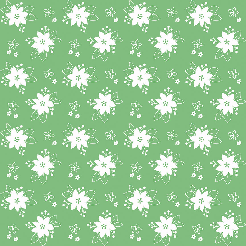 Pixie Noel 2 by Tasha Noel a Riley Blake Designs Collection, Green Floral, Sold by the 1/2 yard - Good Vibes Quilt Shop