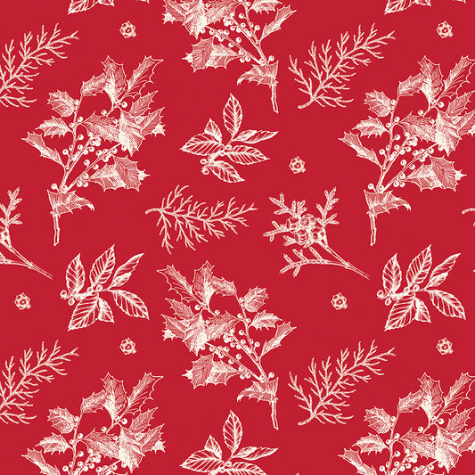 Old Fashioned Christmas by My Minds Eye a Riley Blake Designs Collection, Red, Sprigs, Sold by the 1/2 yard - Good Vibes Quilt Shop