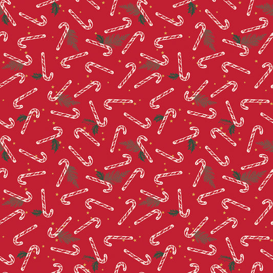 Old Fashioned Christmas by My Minds Eye a Riley Blake Designs Collection, sku C12134 Red, Candy Canes, Sold by the 1/2 yard - Good Vibes Quilt Shop
