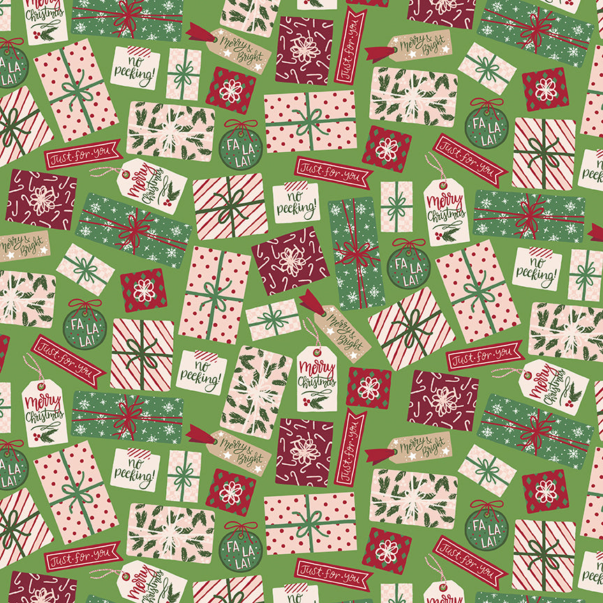 Christmas Village by Katherine Lenius, Green Pretty Presents - Good Vibes Quilt Shop