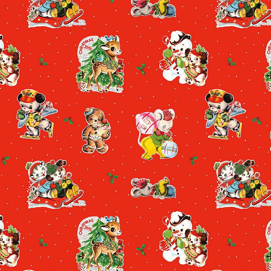 Christmas Joy by Lindsey Wilkes a Riley Blake Designs Collection, Red Main, Sold by the 1/2 yard - Good Vibes Quilt Shop