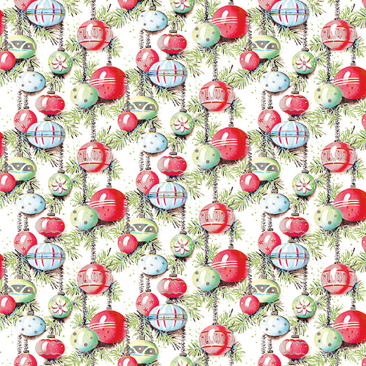 Christmas Joy by Lindsey Wilkes a Riley Blake Designs Collection, White Ornaments, Sold by the 1/2 yard - Good Vibes Quilt Shop