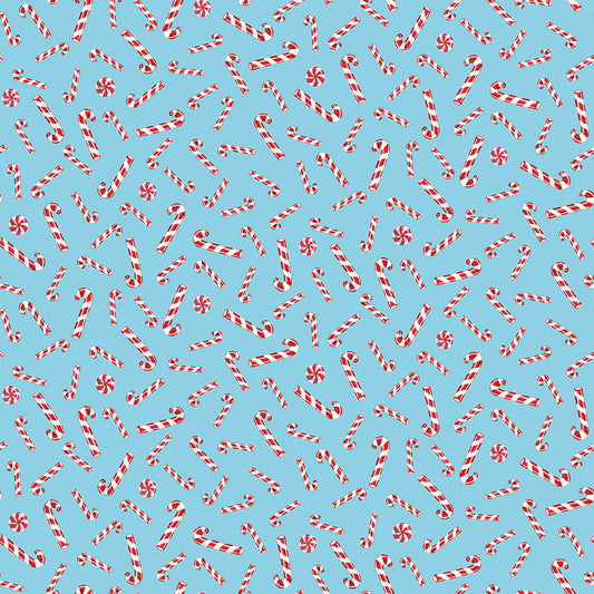 Christmas Joy by Lindsey Wilkes a Riley Blake Designs Collection, Sky Candy Canes, Sold by the 1/2 yard - Good Vibes Quilt Shop