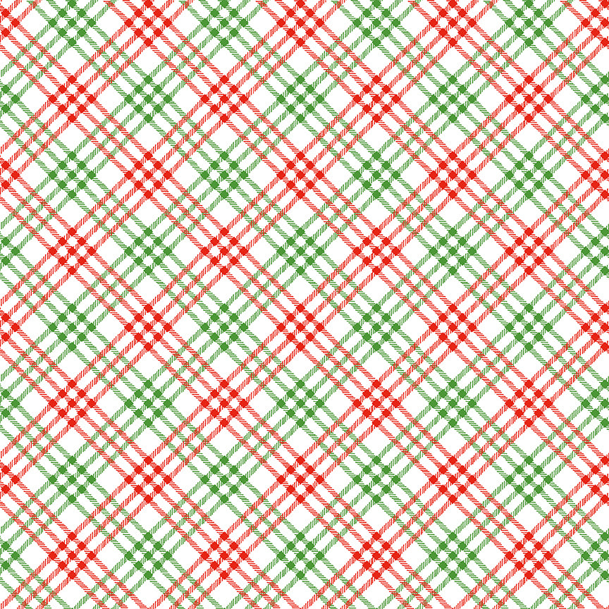 Christmas Joy by Lindsey Wilkes a Riley Blake Designs Collection, White Tartan, Sold by the 1/2 yard - Good Vibes Quilt Shop