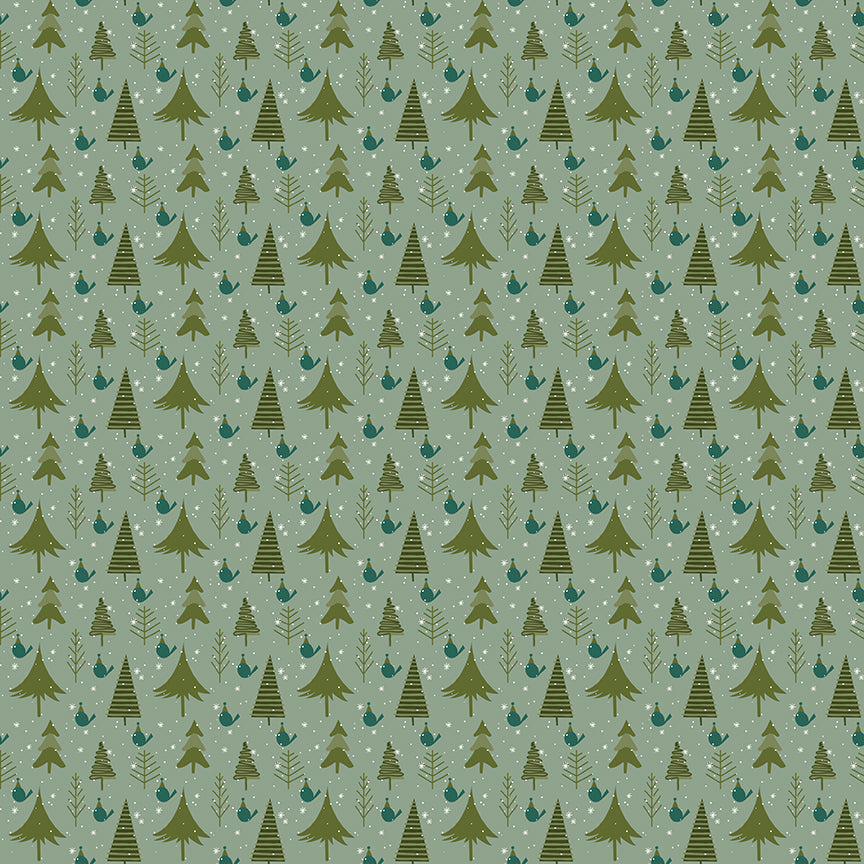 Christmas is in Town, C14744-Sage Trees, sold by the 1/2 yard, PREORDER - Good Vibes Quilt Shop