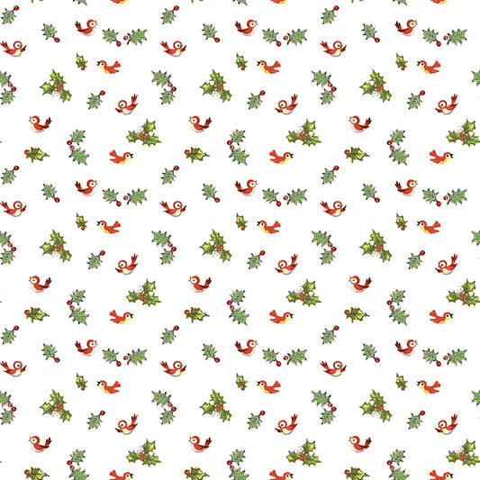 Jingle Bells, designed by Lindsay Wilkes, C14835-White Birds, sold by the 1/2 yard, PREORDER - Good Vibes Quilt Shop