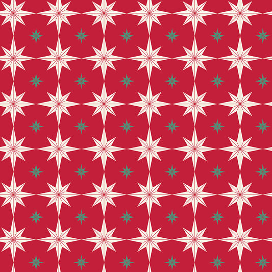 Merry Little Christmas, by My Mind's Eye, C14843 Red Starbursts - Good Vibes Quilt Shop