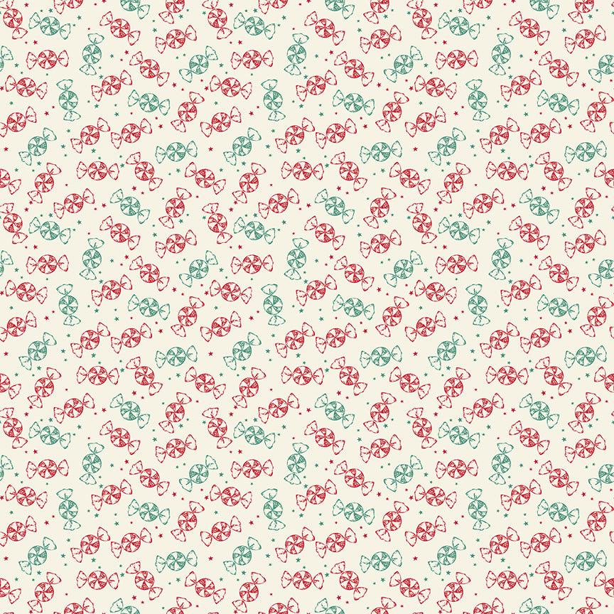 Merry Little Christmas, by My Mind's Eye, C14846 Cream Peppermint - Good Vibes Quilt Shop