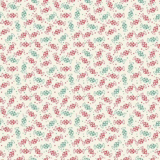Merry Little Christmas, by My Mind's Eye, C14846 Cream Peppermint - Good Vibes Quilt Shop