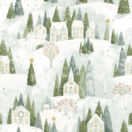 Magical Wonderland, designed by Lisa Audit, C14940-Snow Home Sweet Home, sold by the 1/2 yard, PREORDER - Good Vibes Quilt Shop