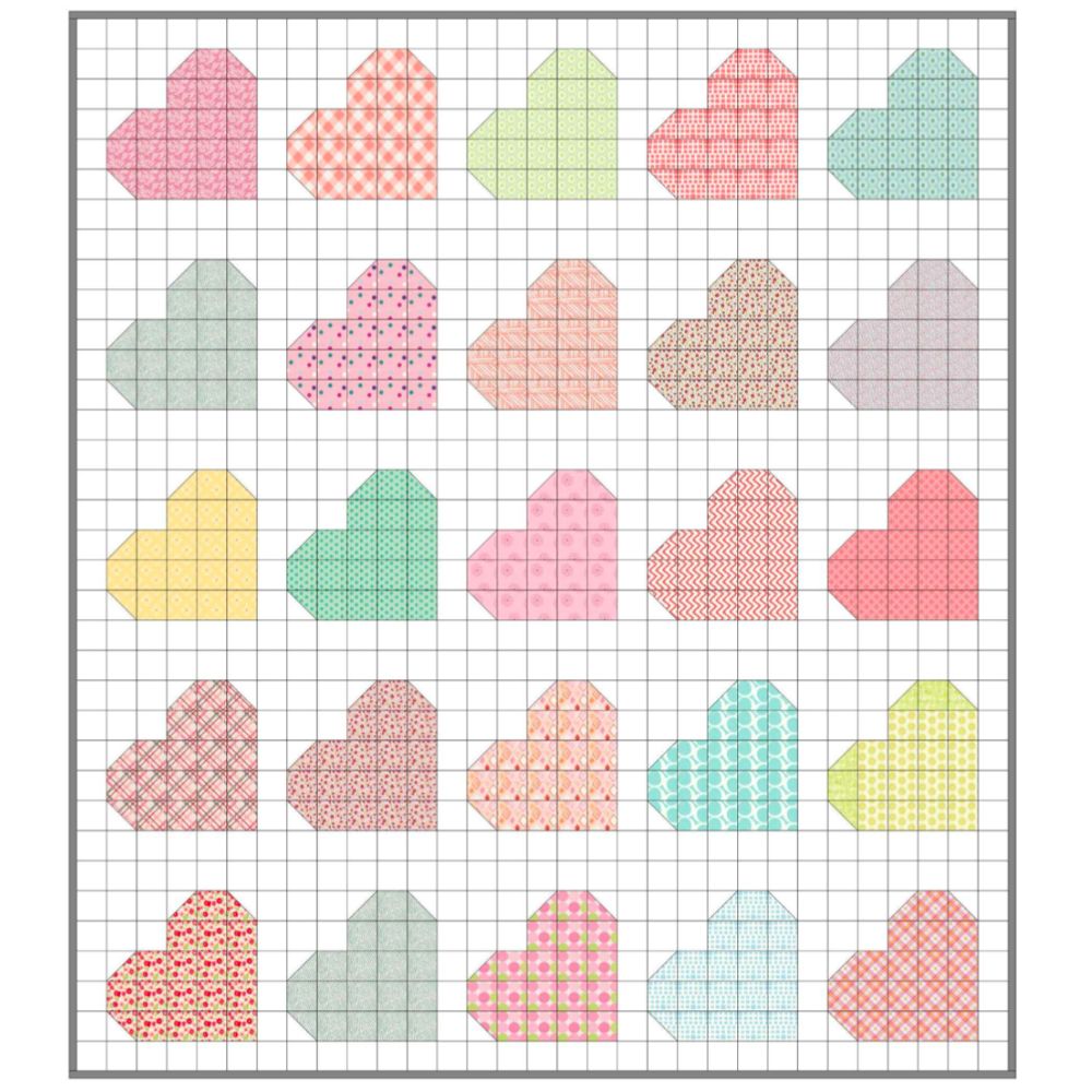 Candy Hearts, a Tensisters Easy Piecing Grid FREE Pattern