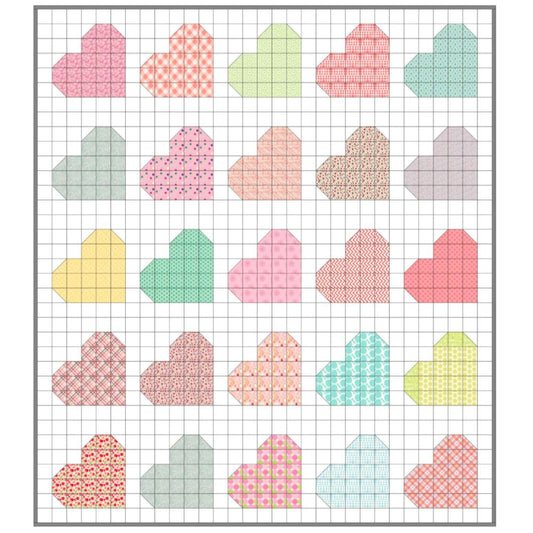 Candy Hearts, a Tensisters Easy Piecing Grid FREE Pattern