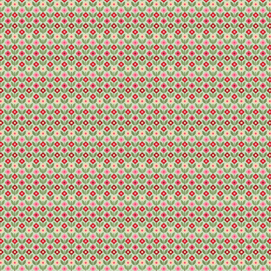Cuckoo Christmas Fabric by Lori Woods for Poppie Cotton | Folkie Blooms Green CH271206 | Sold by the 1/2 Yard | PREORDER!