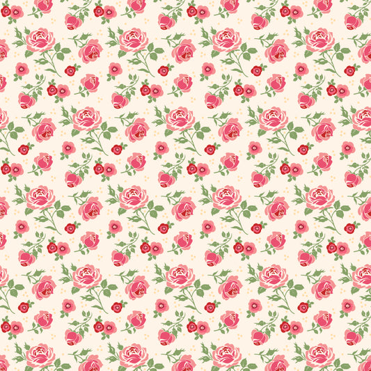 Cuckoo Christmas Fabric by Lori Woods for Poppie Cotton | Christmas Roses Buff CH271216 | Sold by the 1/2 Yard | PREORDER!