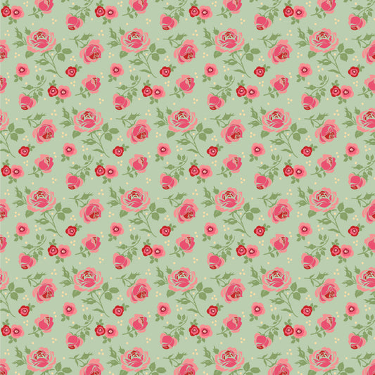 Cuckoo Christmas Fabric by Lori Woods for Poppie Cotton | Christmas Roses Green CH271218 | Sold by the 1/2 Yard | PREORDER!
