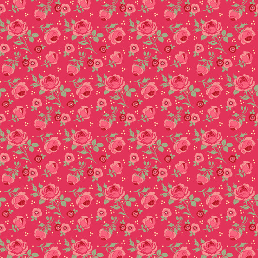 Cuckoo Christmas Fabric by Lori Woods for Poppie Cotton | Christmas Roses Red CH271217 | Sold by the 1/2 Yard | PREORDER!