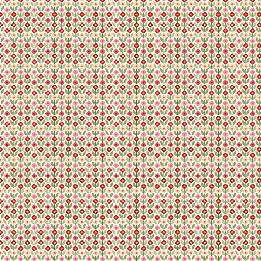 Cuckoo Christmas Fabric by Lori Woods for Poppie Cotton | Folkie Blooms Buff CH271204 | Sold by the 1/2 Yard | PREORDER!