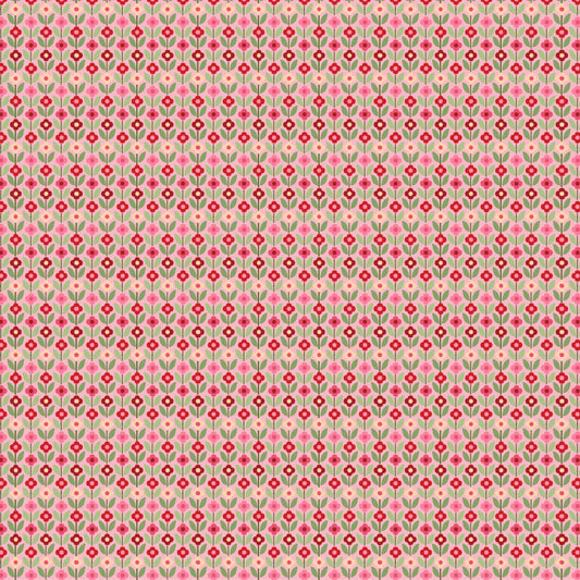 Cuckoo Christmas Fabric by Lori Woods for Poppie Cotton | Folkie Blooms Pink CH271205 | Sold by the 1/2 Yard | PREORDER!