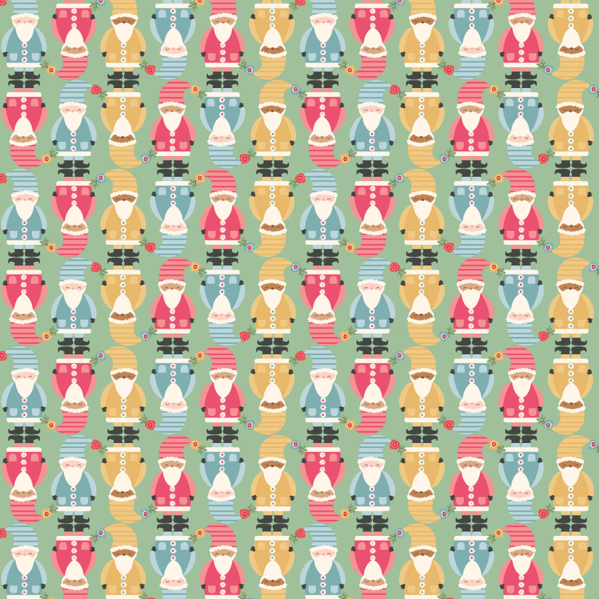 Cuckoo Christmas Fabric by Lori Woods for Poppie Cotton | Gnomies Green CH271212 | Sold by the 1/2 Yard | PREORDER!