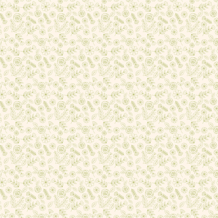 Cuckoo Christmas Fabric by Lori Woods for Poppie Cotton | Tossed Bloomers Buff CH271207 | Sold by the 1/2 Yard | PREORDER!