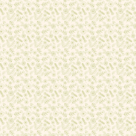 Cuckoo Christmas Fabric by Lori Woods for Poppie Cotton | Tossed Bloomers Buff CH271207 | Sold by the 1/2 Yard | PREORDER!
