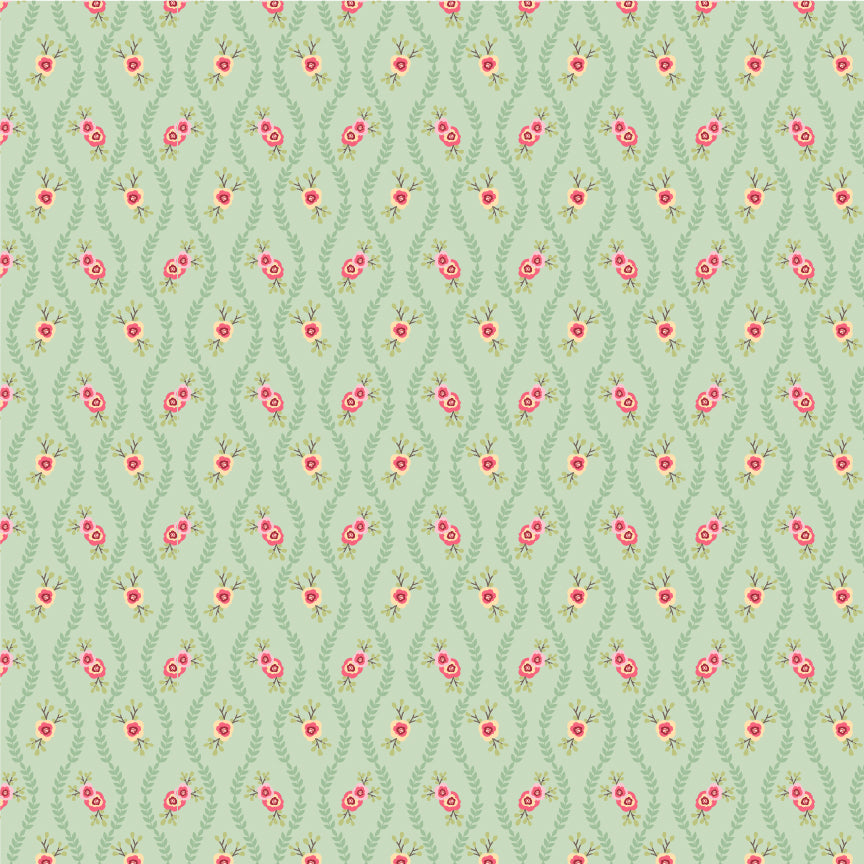 Cuckoo Christmas Fabric by Lori Woods for Poppie Cotton | Winter Vines Green CH271215 | Sold by the 1/2 Yard | PREORDER!