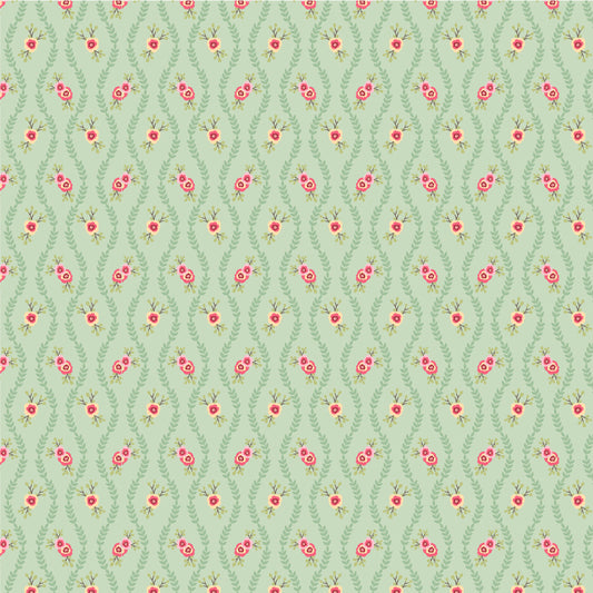 Cuckoo Christmas Fabric by Lori Woods for Poppie Cotton | Winter Vines Green CH271215 | Sold by the 1/2 Yard | PREORDER!