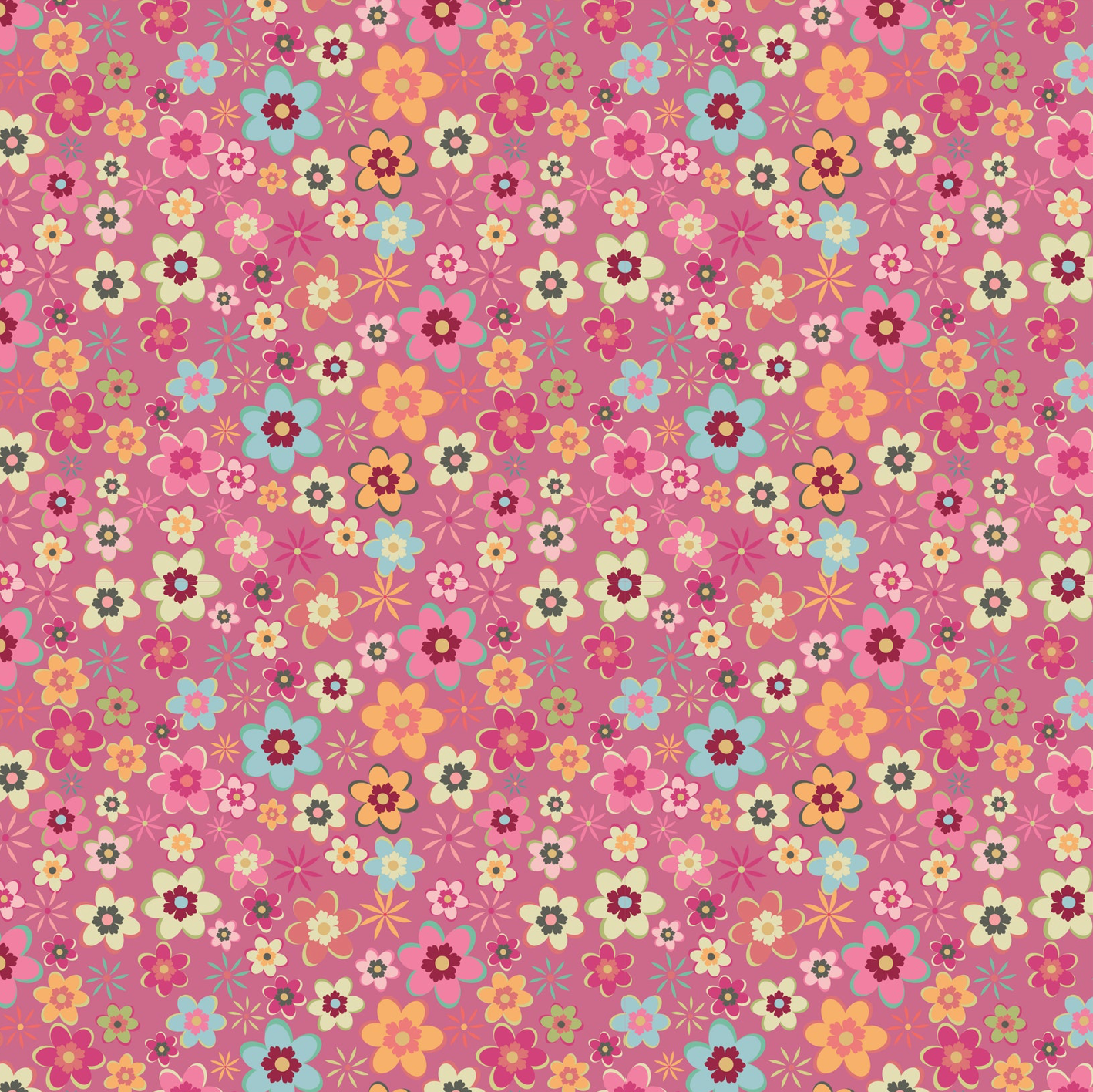 Calico Cowgirls, Cowgirl Meadow Pink, CW24815, sold by 1/2 yard, *PREORDER