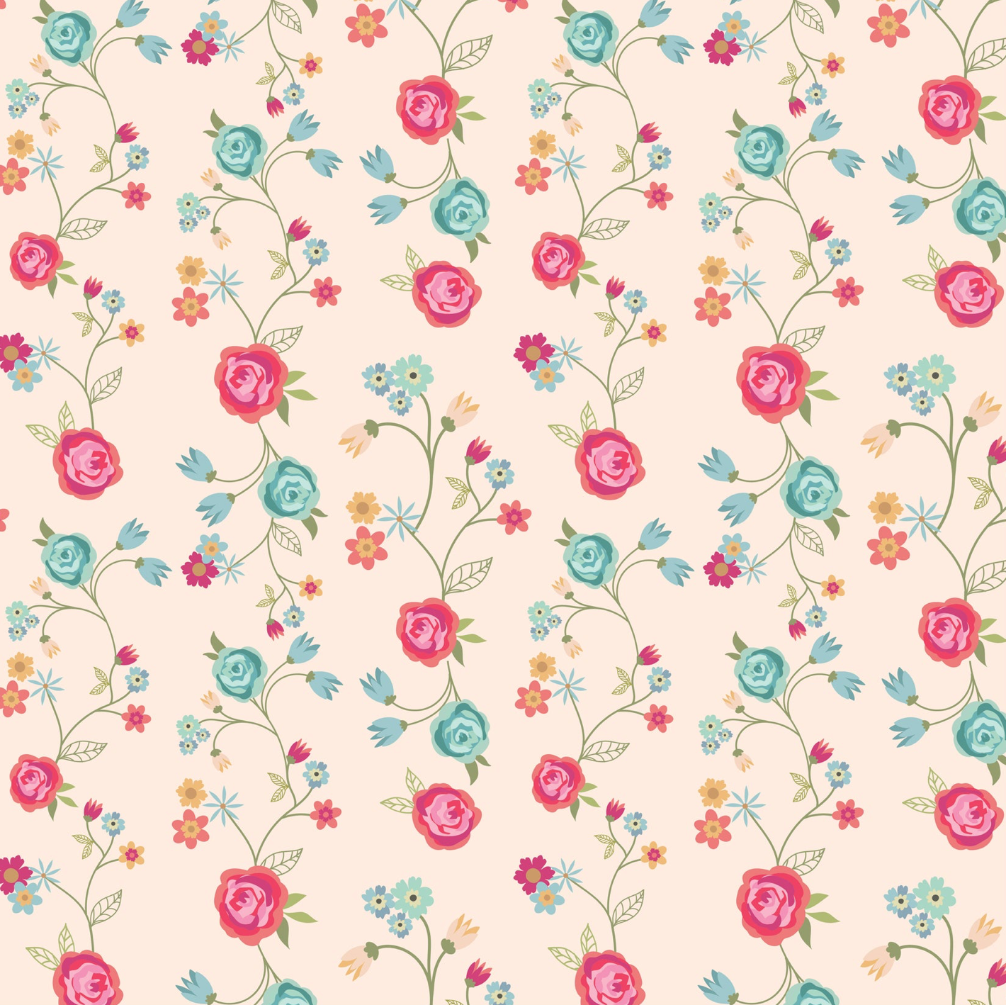 Calico Cowgirls, Floral & Vines Natural, CW24819, sold by 1/2 yard, *PREORDER