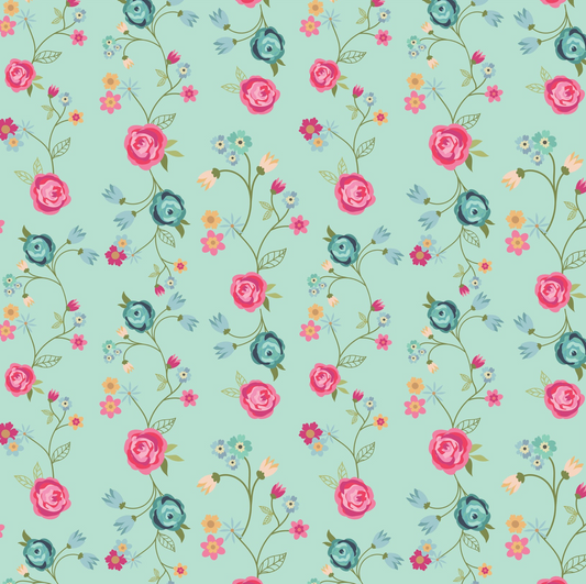 Calico Cowgirls, Floral & Vines Teal, CW24817, sold by 1/2 yard, *PREORDER - Good Vibes Quilt Shop