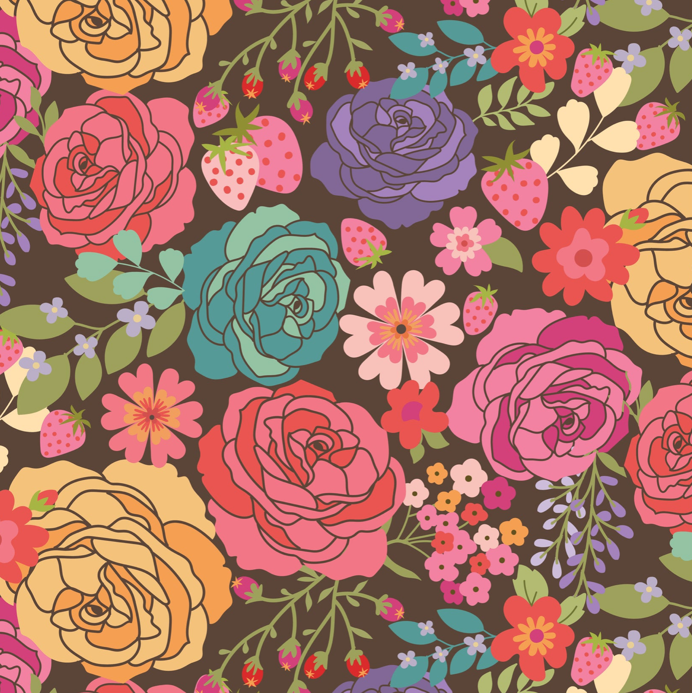 Calico Cowgirls, Texas Rose Brown, CW24802, sold by 1/2 yard, *PREORDER - Good Vibes Quilt Shop