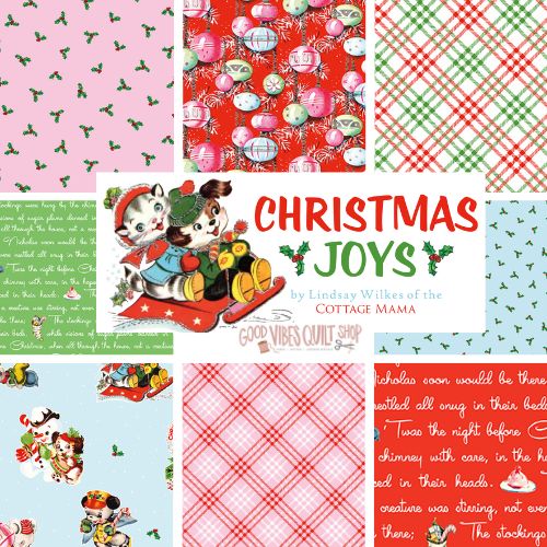 Christmas Joy by Lindsey Wilkes a Riley Blake Designs Collection, Red Text, Sold by the 1/2 yard - Good Vibes Quilt Shop