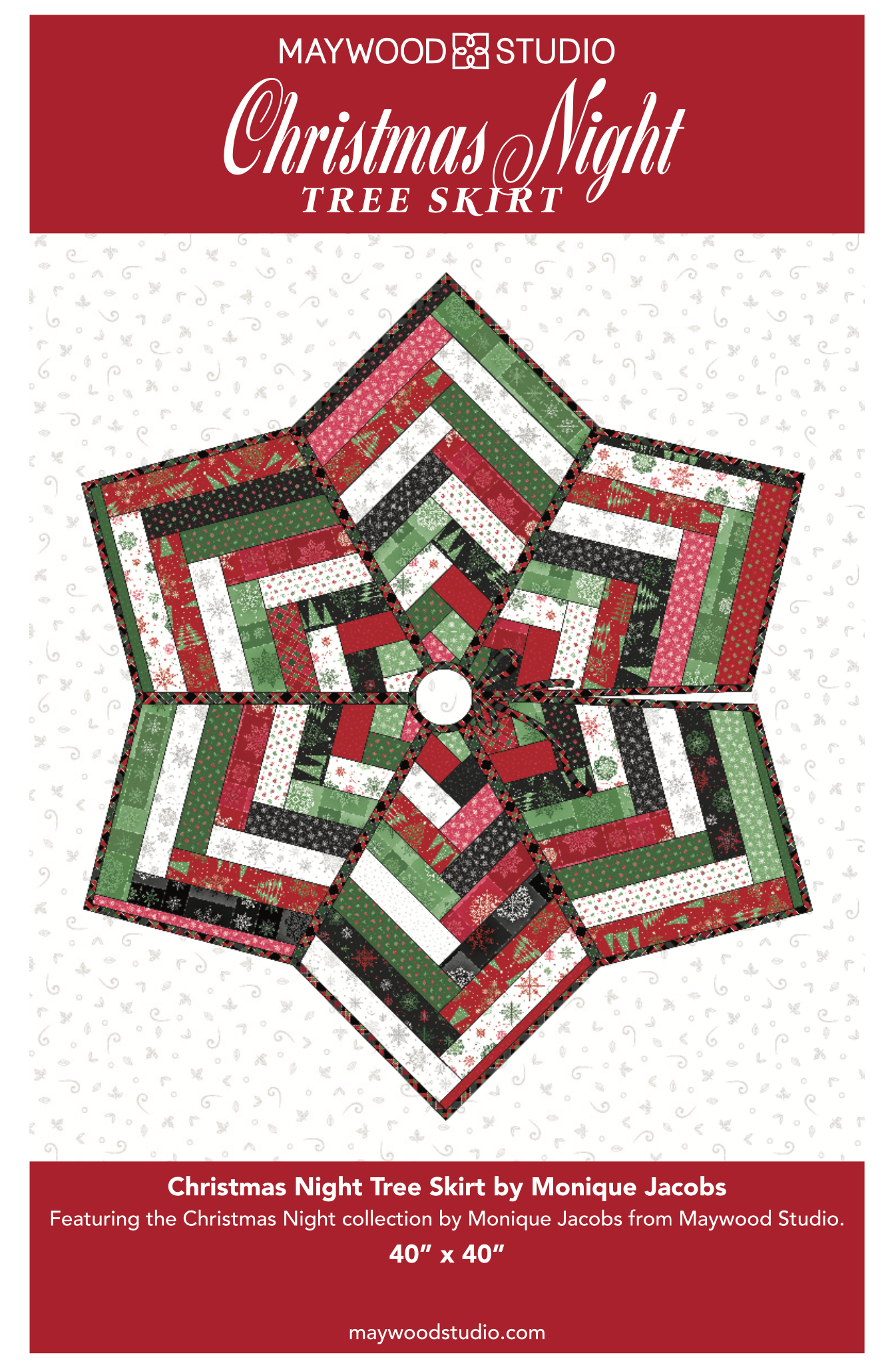 Christmas Night Tree Skirt, a Maywood Fabrics FREE Pattern