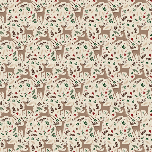 Christmas Time, Deer C17821 Linen, Sold by the 1/2 Yard, PREORDER - Good Vibes Quilt Shop